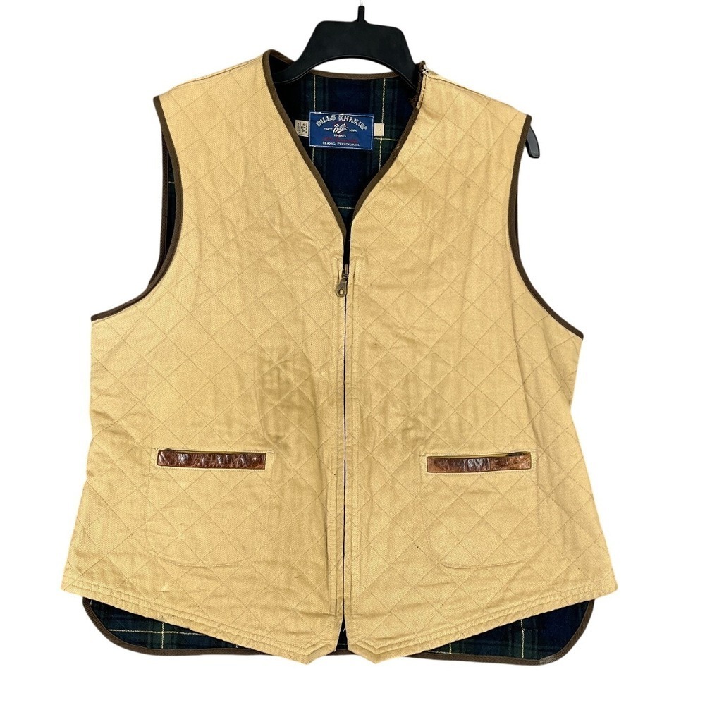 Bills Khakis Vest Mens L Quilted Canvas Outdoor Workwear Utility‎ Hunting USA
